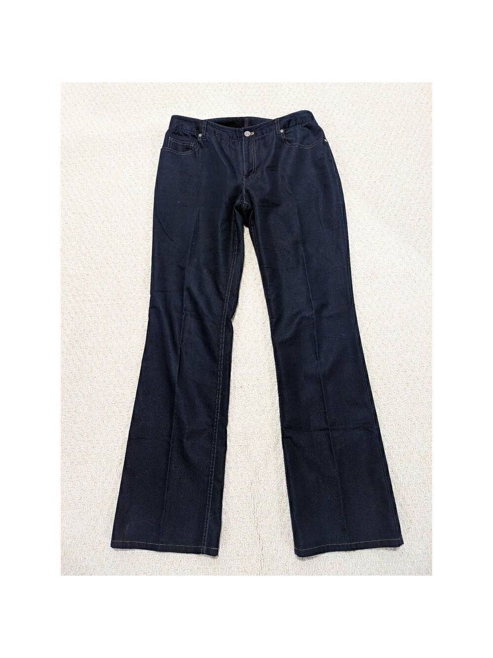 T Tahari Women's Dark Blue High-Rise Straight-Leg Pants Size 4